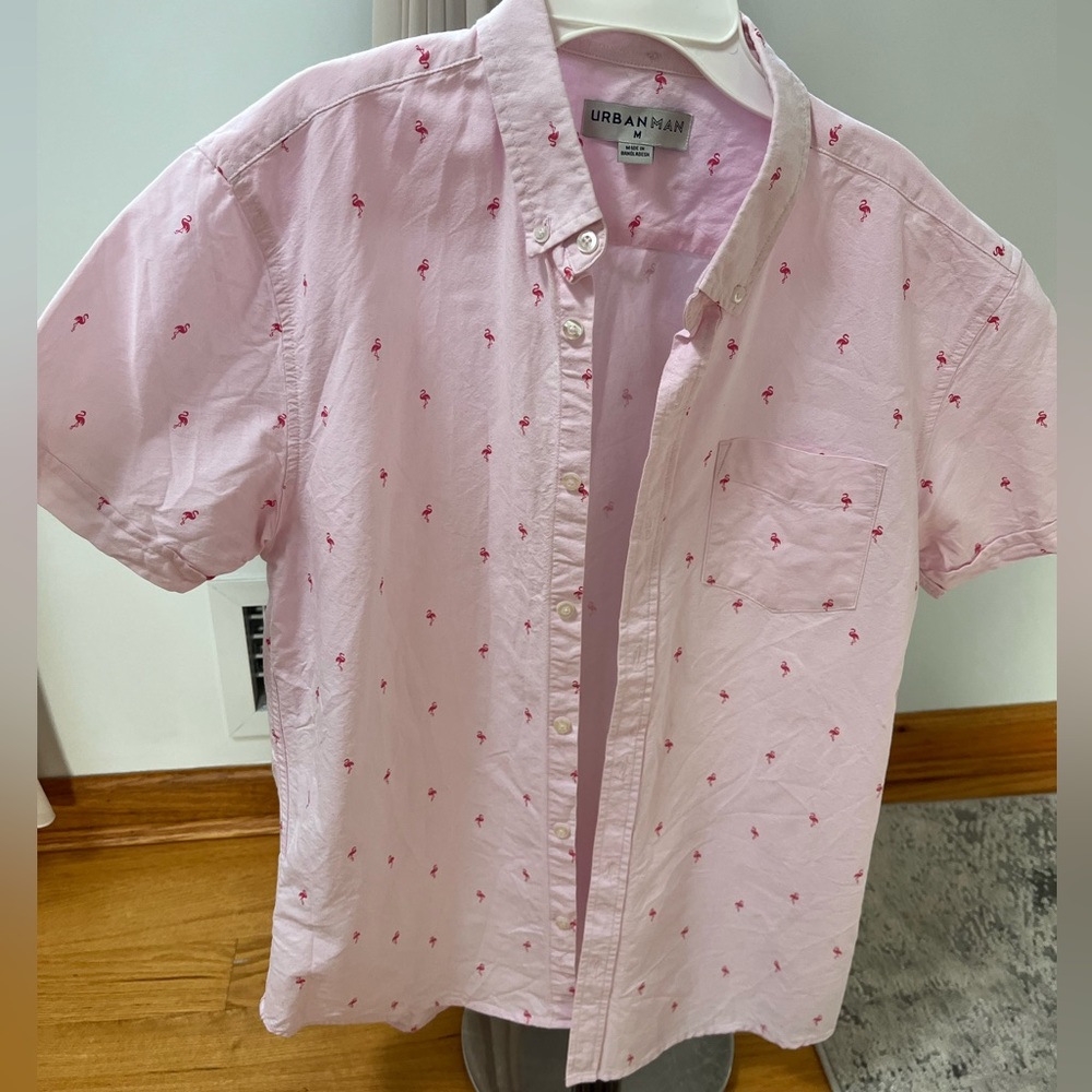 Pink flamingo dress shirt